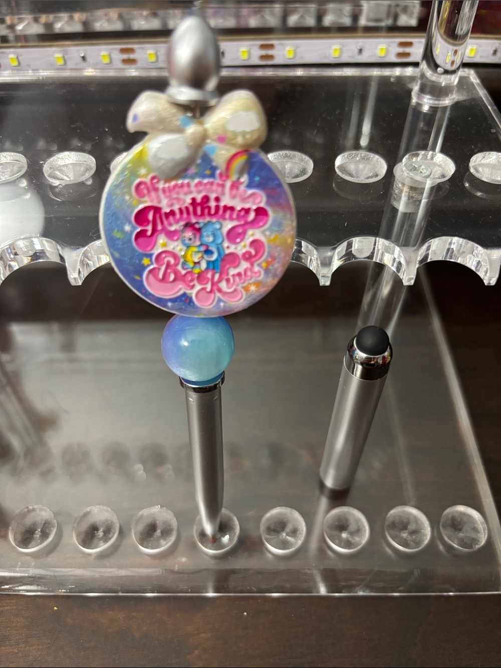 Silver Stylus with Blue Gradient Bead and Inspirational Charm